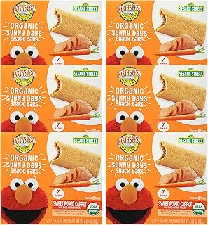 Earth's Best Organic Kids Snacks, Sesame Street Toddler Snacks, Organic Sunny Days Snack Bars for Toddlers 2 Years and Older, Sweet Potato and Carrot with Other Natural Flavors, 7 Bars per Box (Pack of 6)