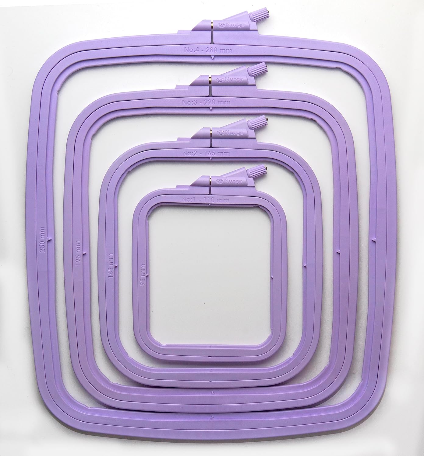 Nurge Lilac 4 Pcs Set Plastic Square Embroidery Hoop, Cross Stitch Hoops, Punch Needle Hoop , DIY Craft Sewing,ABS Plastic Embroidery Hoops