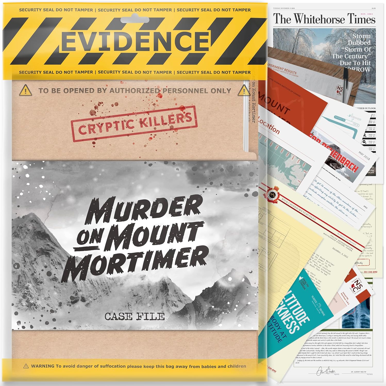 Cryptic Killers Unsolved Murder Mystery Game - Cold Case Files Investigation Detective Evidence & Crime File - Individuals, Date Nights & Party Games- Murder on Mount Mortimer