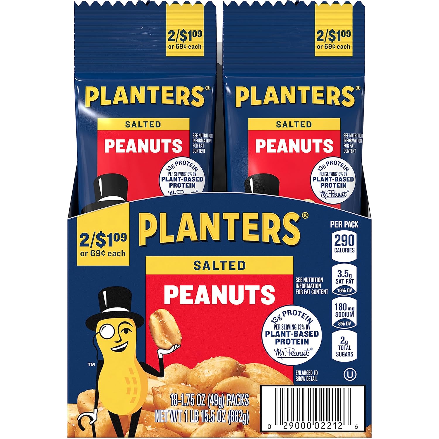 PLANTERS Salted Peanuts, 1.75 oz. (18-Pack)
