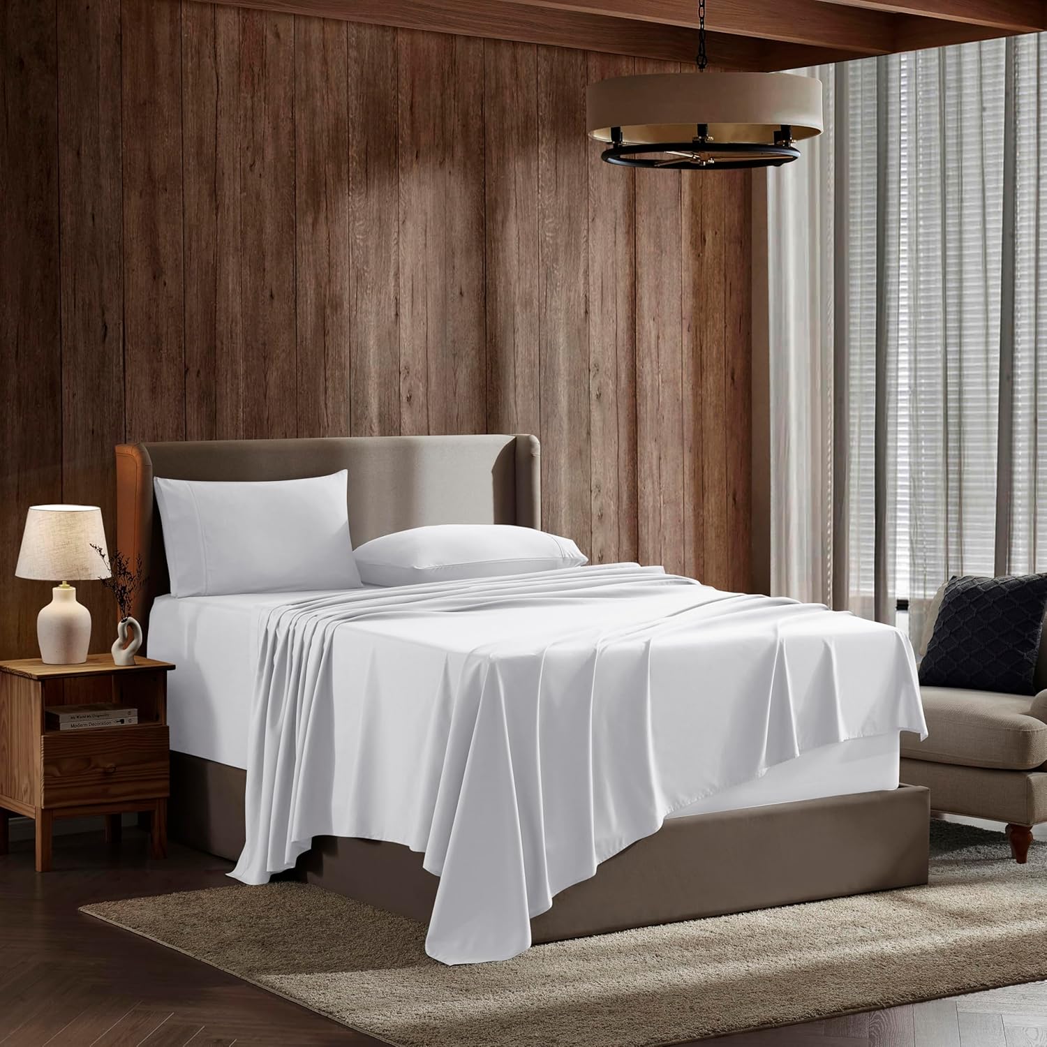 Nestl Queen Sheet Set - Luxury 1800 Ultra-Soft Microfiber Bed Sheets - Double Brushed - Deep Pockets - Easy Fit - 4 Piece Set - Bedding Sheets & Pillowcases (Queen, White)