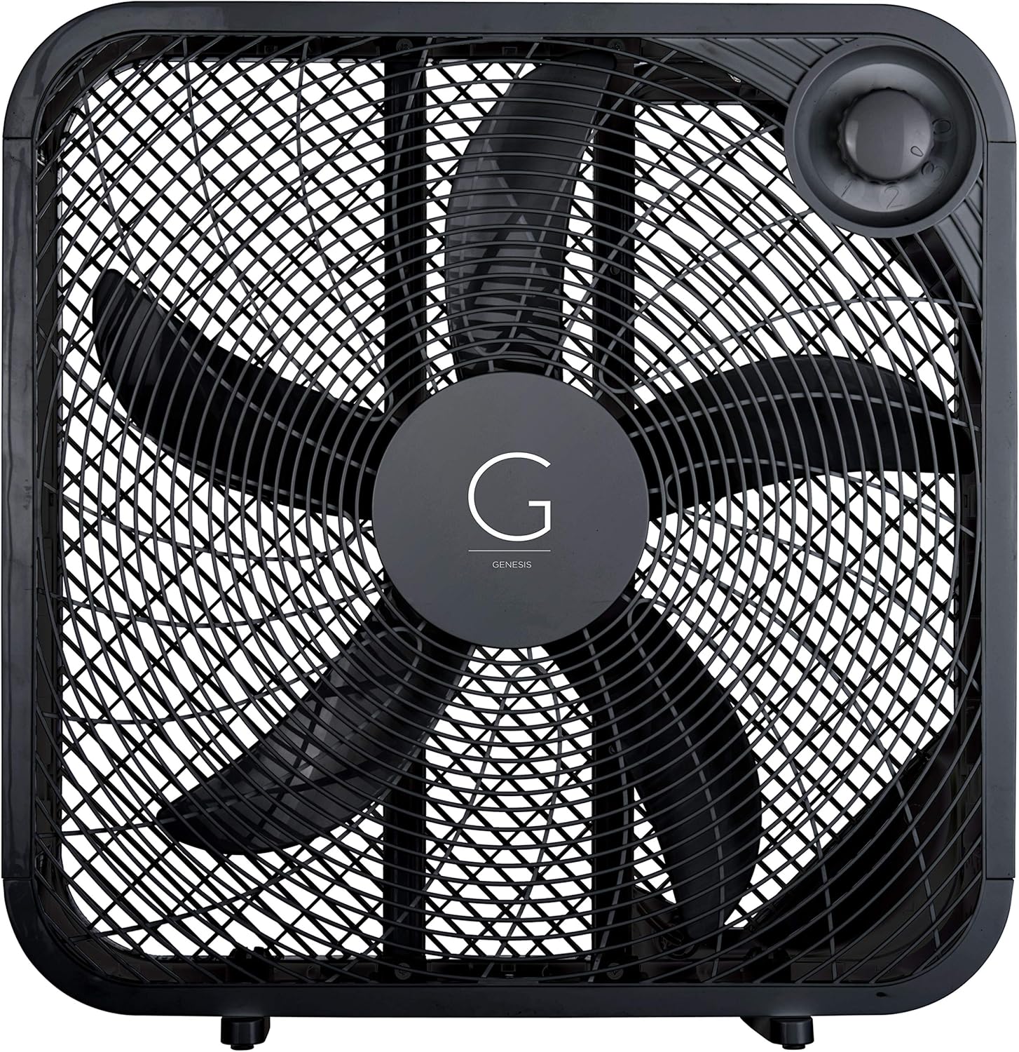Genesis 20" Box Fan, 3 Settings, Max Cooling Technology, Carry Handle, Black (G20BOX-BLK)