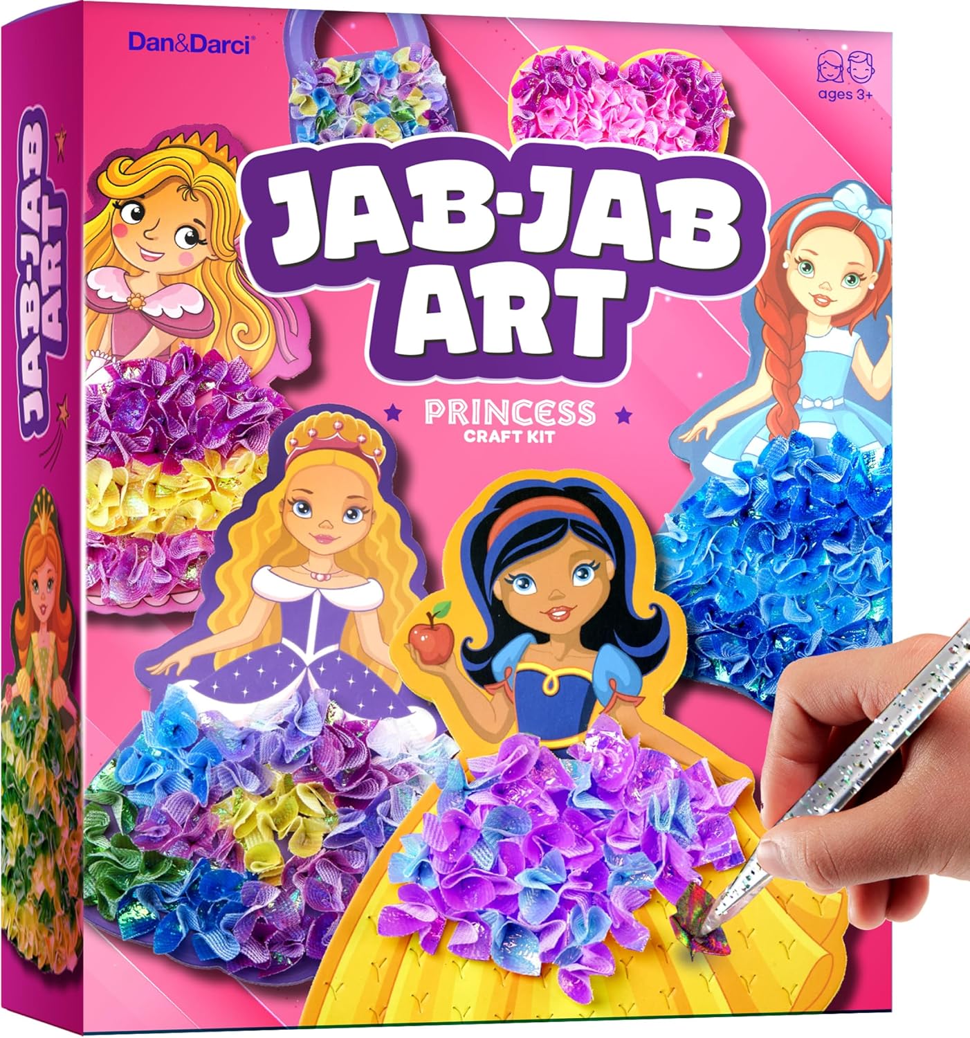 Jab Jab Art Magical Princesses Kit - Gifts for 5 Year Old Girls - Arts and Crafts for Kids Ages 4-8, 4-6 - Mess-Free Craft - Birthday Gift Ideas for Girls Ages 4, 5, 6, 7, 8, 9 - Basket Stuffers