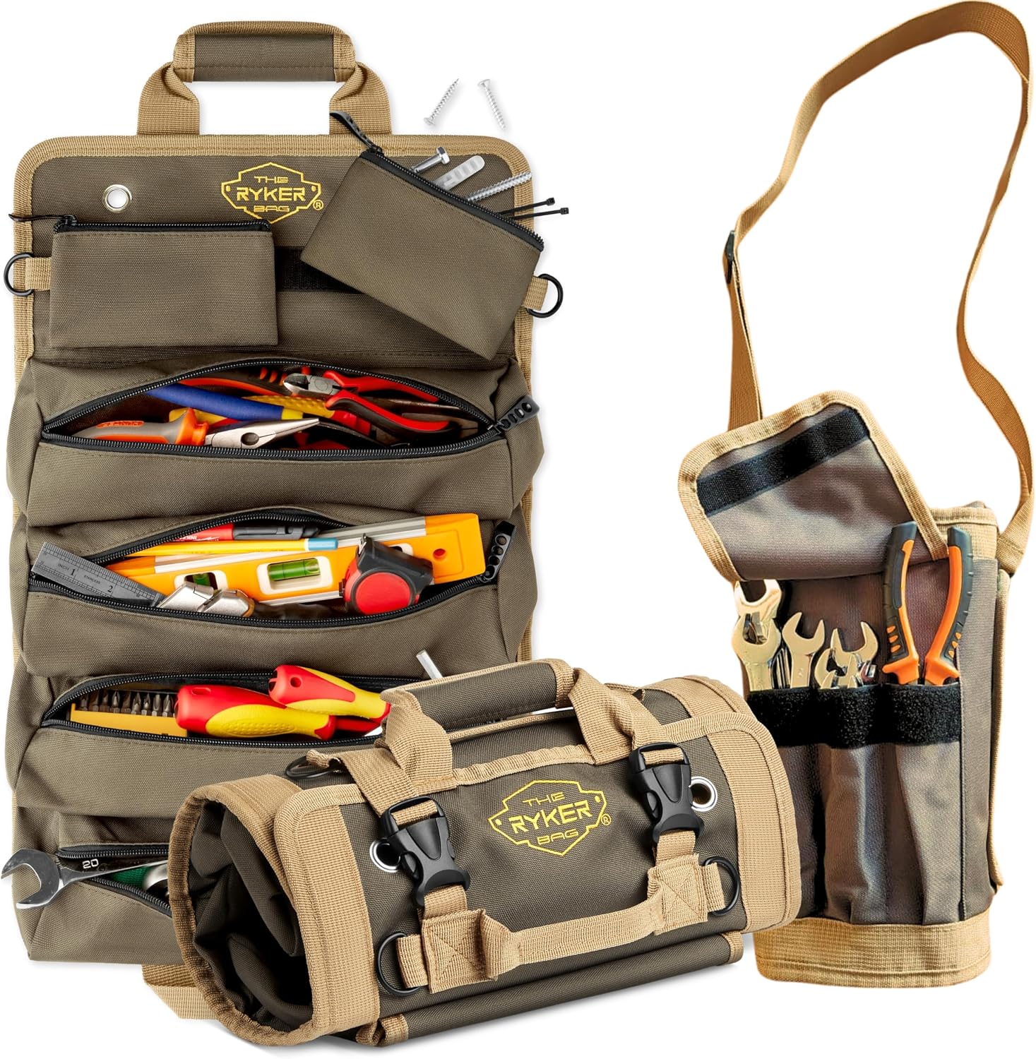 Ryker Heavy Duty Tool Roll Up Bag Organizer w/Accessible Pouches