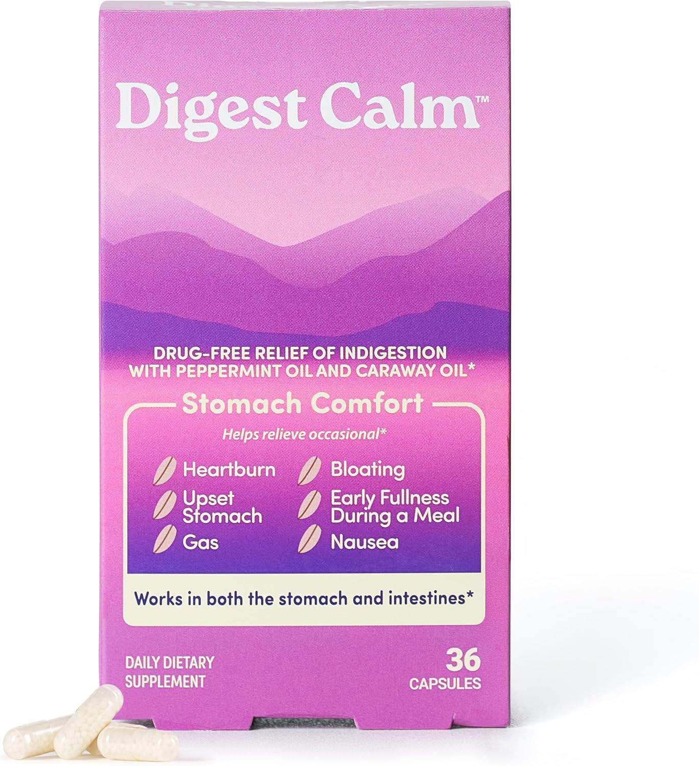 Peppermint & Caraway Oil Capsules, Indigestion, 36 Count