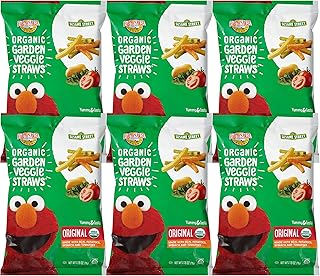 Earth's Best Organic Kids Snacks, Sesame Street Toddler Snacks, Organic Garden Veggie Straws for Toddlers 2 Years and Older, Original, 2.75 oz Bag, (Pack of 6)