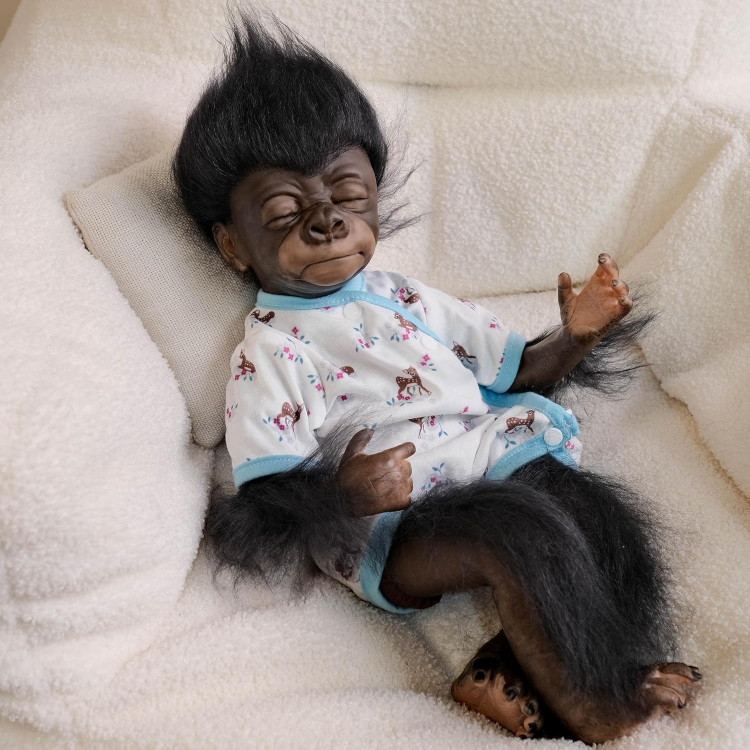 Pinky Reborn Baby Dolls Cool Handmade 18 inch 45 cm Reborn Dolls Baby Monkey Boy Dolls Soft Cloth Body Lifelike Doll Best Gift for Kids Xmas