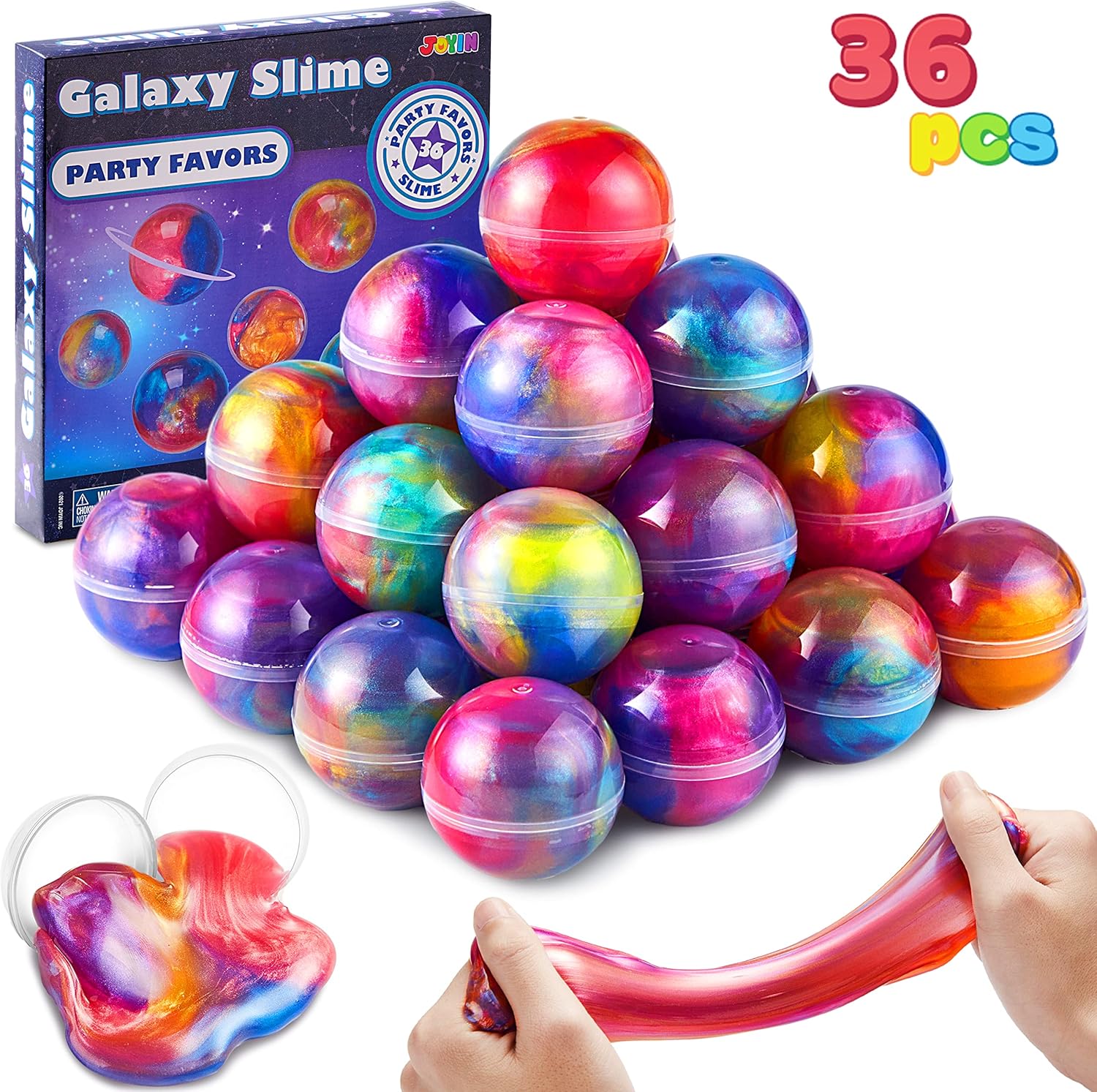 JOYIN Slime Party Favors, 36 Pack Galaxy Slime Ball - Stretchy, Non-Sticky, Mess-Free, Stress Relief, and Safe - Toys for Girls and Boys - Classroom Reward, Party Supplies
