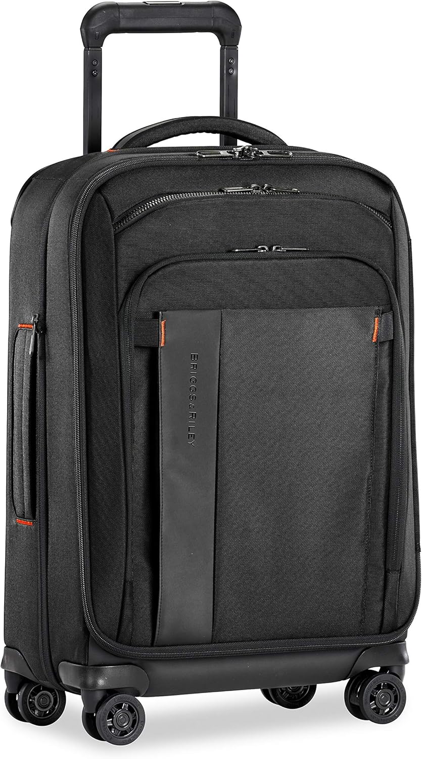 Briggs & Riley Domestic 22" Carry On Expandable Spinner - Luggage for Travel, Suitcases with Wheels, Softside Rolling Bag for Men & Women, Self-Repairing Zipper - ZDX Collection, Black