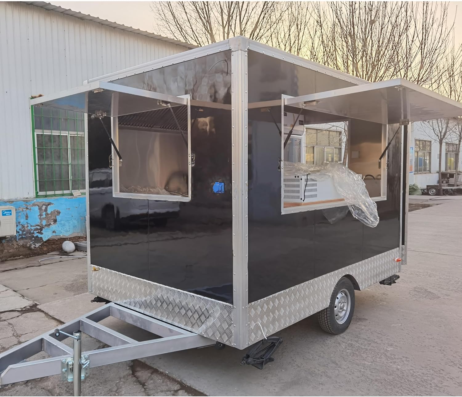 BELYOO Food Trailer Food Truck, Mobile Food Truck Trailer with Full Kitchen Catering Food Trailer, Concession Food Trailer for Sale Ice Cream Trailer Square Snack Food Truck