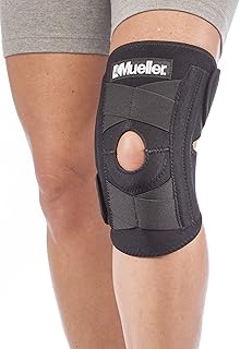 MUELLER Sports Medicine Self Adjusting Knee Stabilizer, Knee Pain Relief Support for Men and Women, Ideal for Arthritis, Sprains, Black, One Size