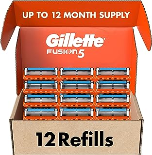 Gillette Fusion5 Mens Razor Blade Refills, 12 Count, Lubrastrip for a More Comfortable Shave