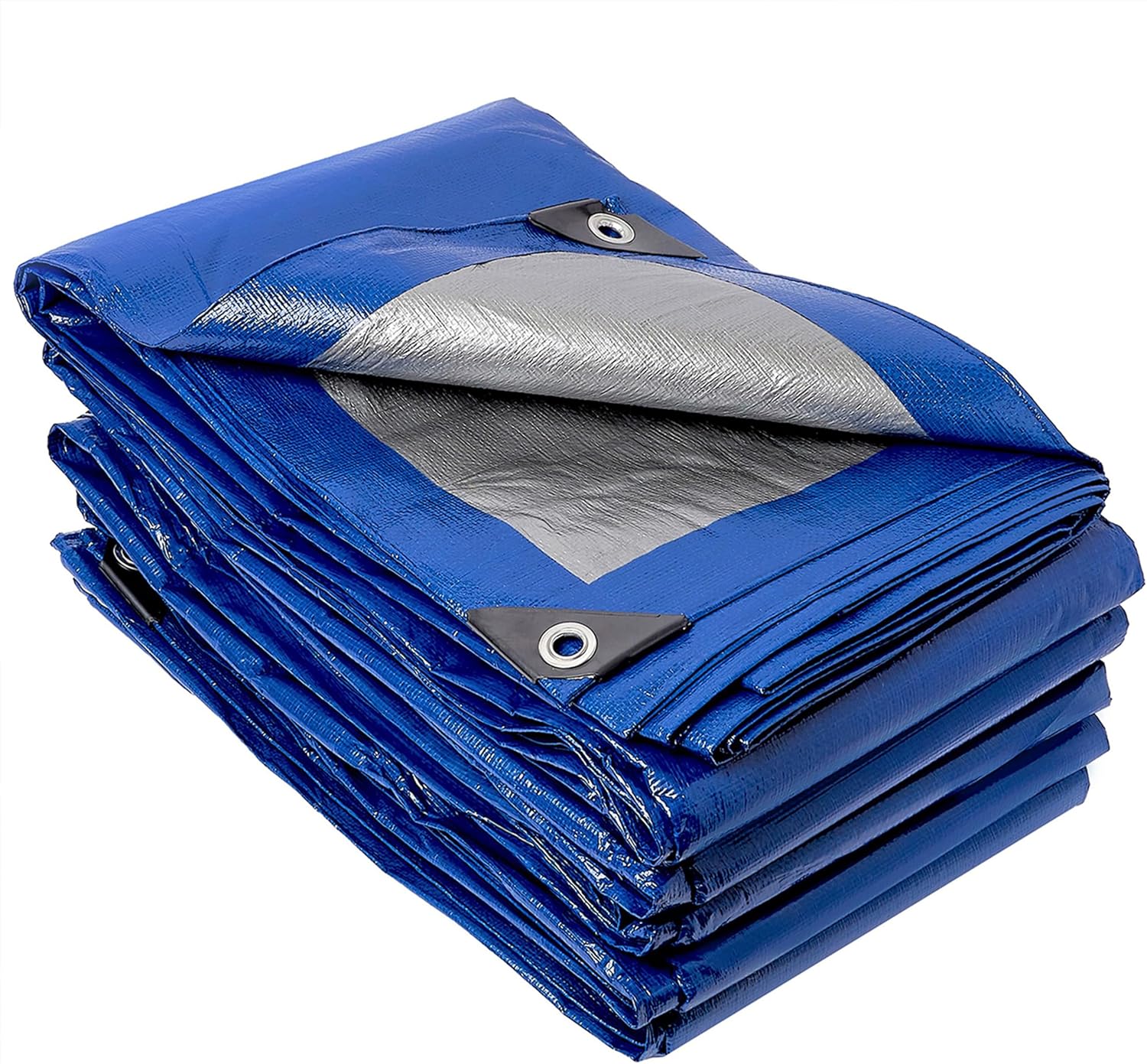 New Brackit Heavy Duty PE Blue Tarpaulin; Extra Large 5m x 8m / 16.4ft x 26.2ft; Thick Woven 140GSM Waterproof Double-Sided Fabric - Supreme Versatility for Covering, Protecting (1 Pack)