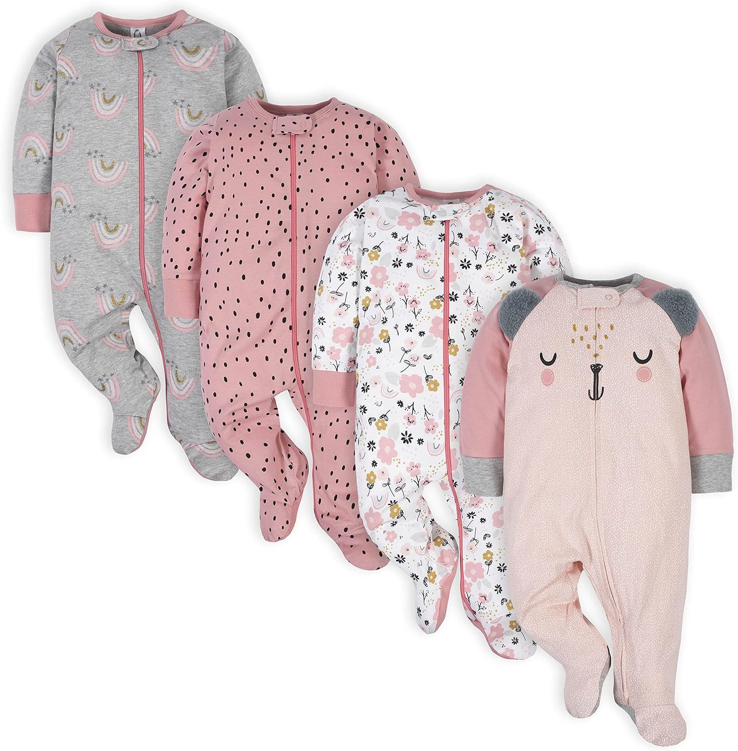 Gerber Baby Girls 4 Pack Sleep 'N Play Footie