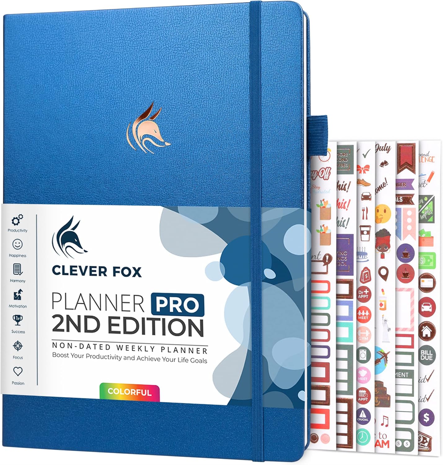 Clever Fox Planner PRO 2nd Edition – Undated Weekly Agenda for Tasks & Time Management – Life Organizer with To-do List, 21.5x28cm (Mystic Blue)