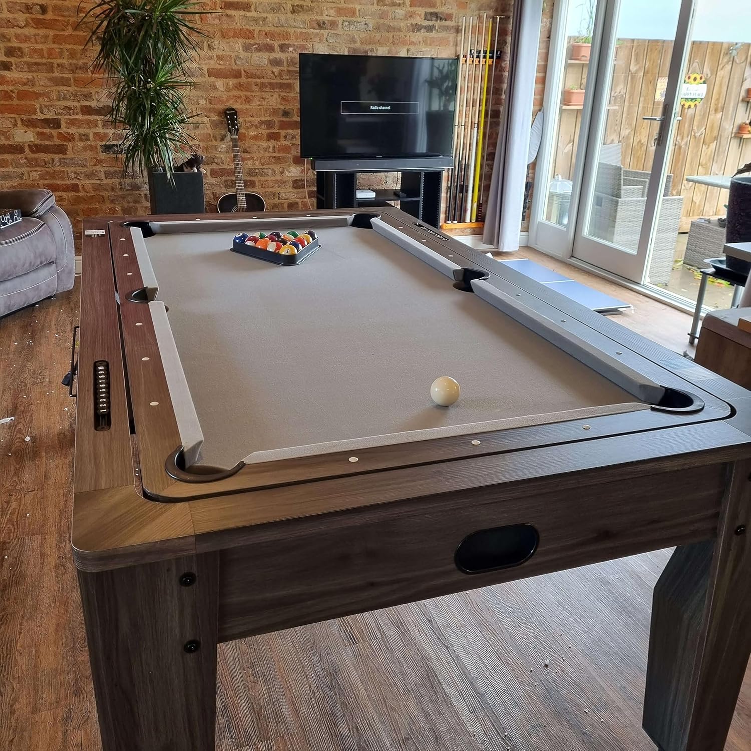 Driftwood Dining Pool Table & 3 in 1 Snooker Table Tennis Air Hockey Games - 6ft, Great for Kids & Adults