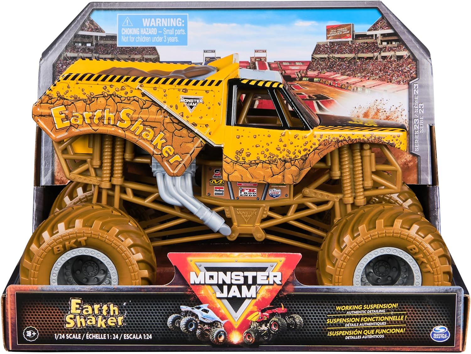 Monster Jam, Official Earth Shaker Monster Truck, Collector Die-Cast Vehicle, 1:24 Scale, Kids’ Toys for Boys and Girls Aged 3 and up