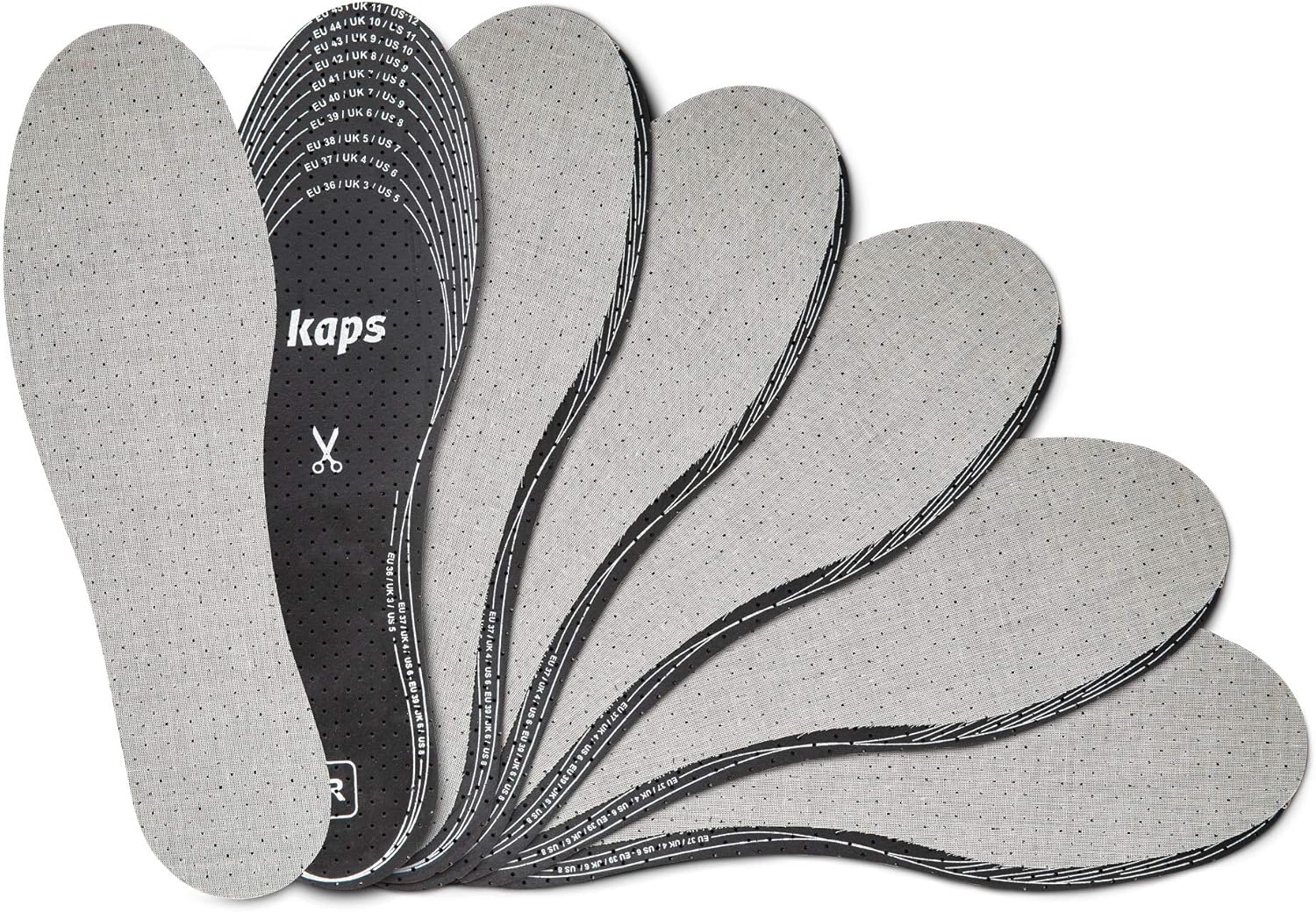 6 Pair Pack Anti Odour Shoe Insoles Set with Odor Eating Charcoal | Shoe Inserts | Kaps Odour Stop | Cut to Size