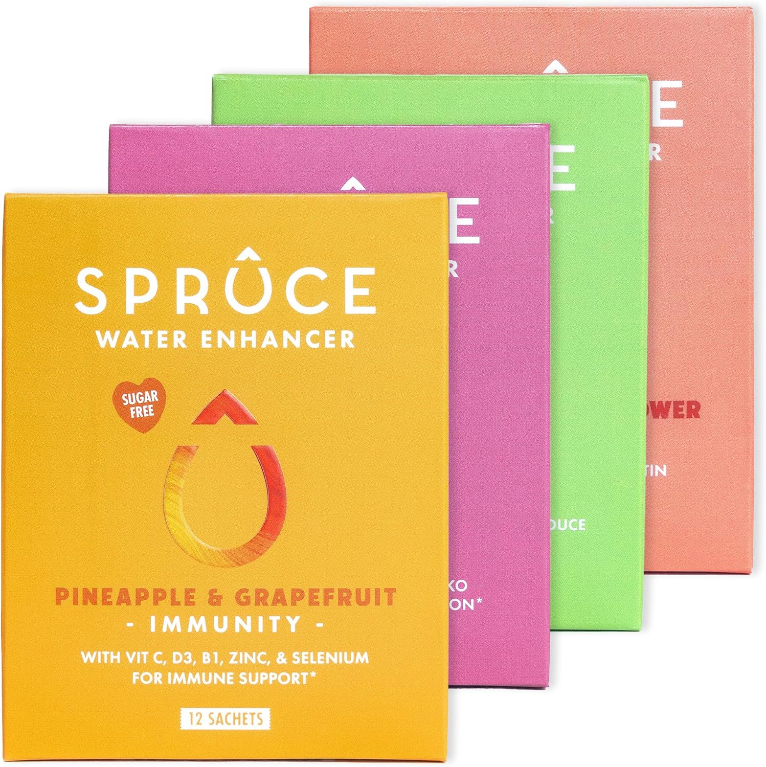 Sugar-Free, Low Calorie Water Enhancer – Hydrate, Support Immunity, Heart, Brain & Bones, Boost Metabolism & Energy with Ginseng & Ginkgo, 4 Flavours – Raspberry, Cherry, Lime, Pineapple, 48 Sachets