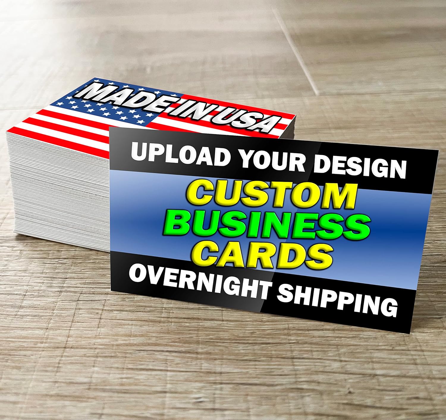 Premium Custom Business Cards - 100% MADE IN USA - Single/Double Sided - Full Color Printing - Premium 16pt Card Stock - Upload Your Own Design - 70 to 2000 cards - GLOSSY protective coating