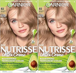 Garnier Hair Color Nutrisse Nourishing Creme, 82 Champagne Blonde (Champagne Fizz) Permanent Hair Dye, 2 Count (Packaging May Vary)