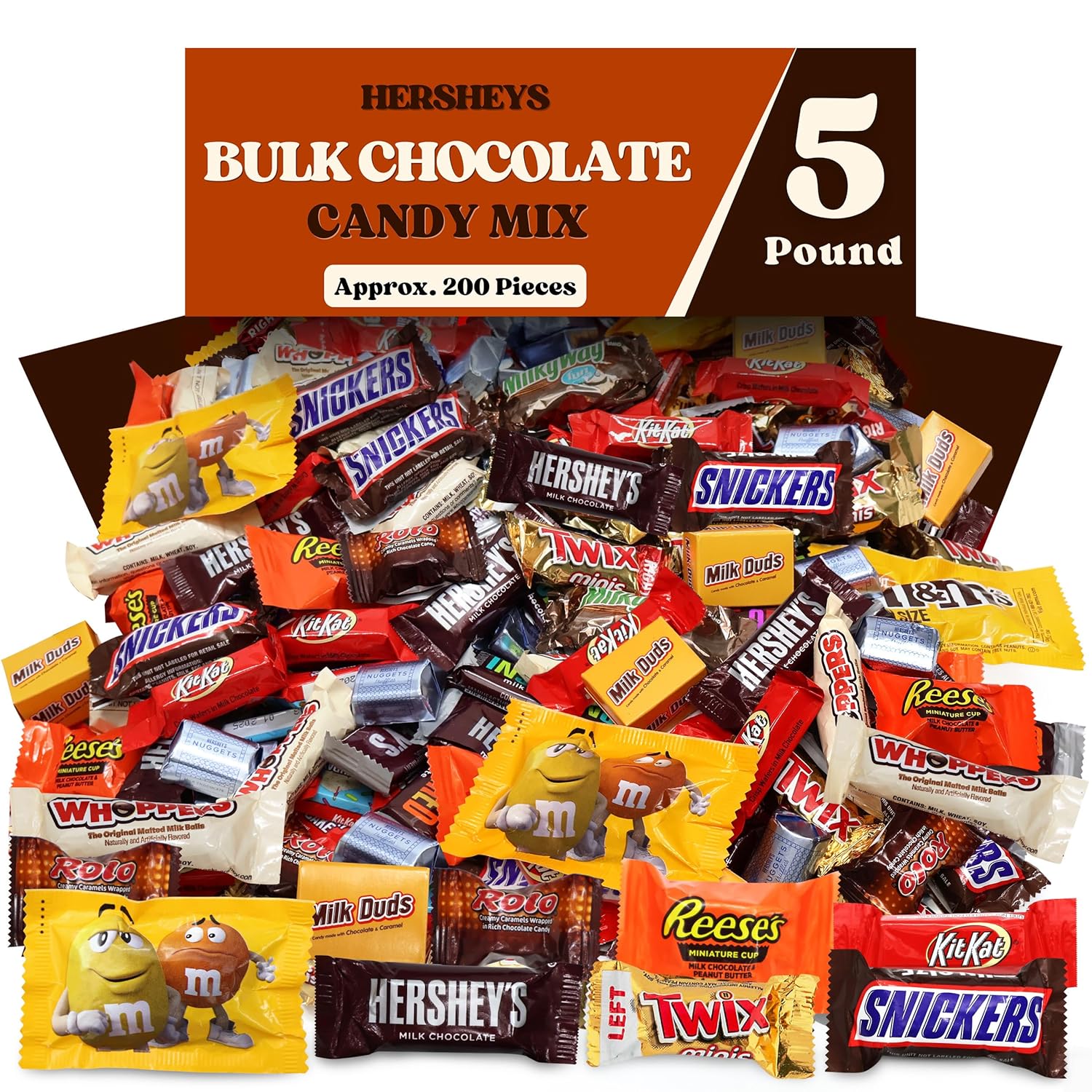 5lb Hershey Bulk Chocolate Candy Variety Pack Individually Wrapped - Large Bag Assorted Chocolate & Candy For Treats, Party Favors, and Snacks