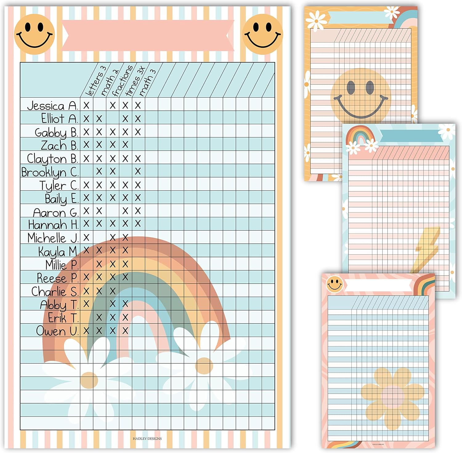 Attendance Chart for Classroom Management - 4 Incentive Chart for Classroom Essentials, 11x17 Student Behavior Charts and Homework Tracker, Teachers Class Attendance and Assignments Log
