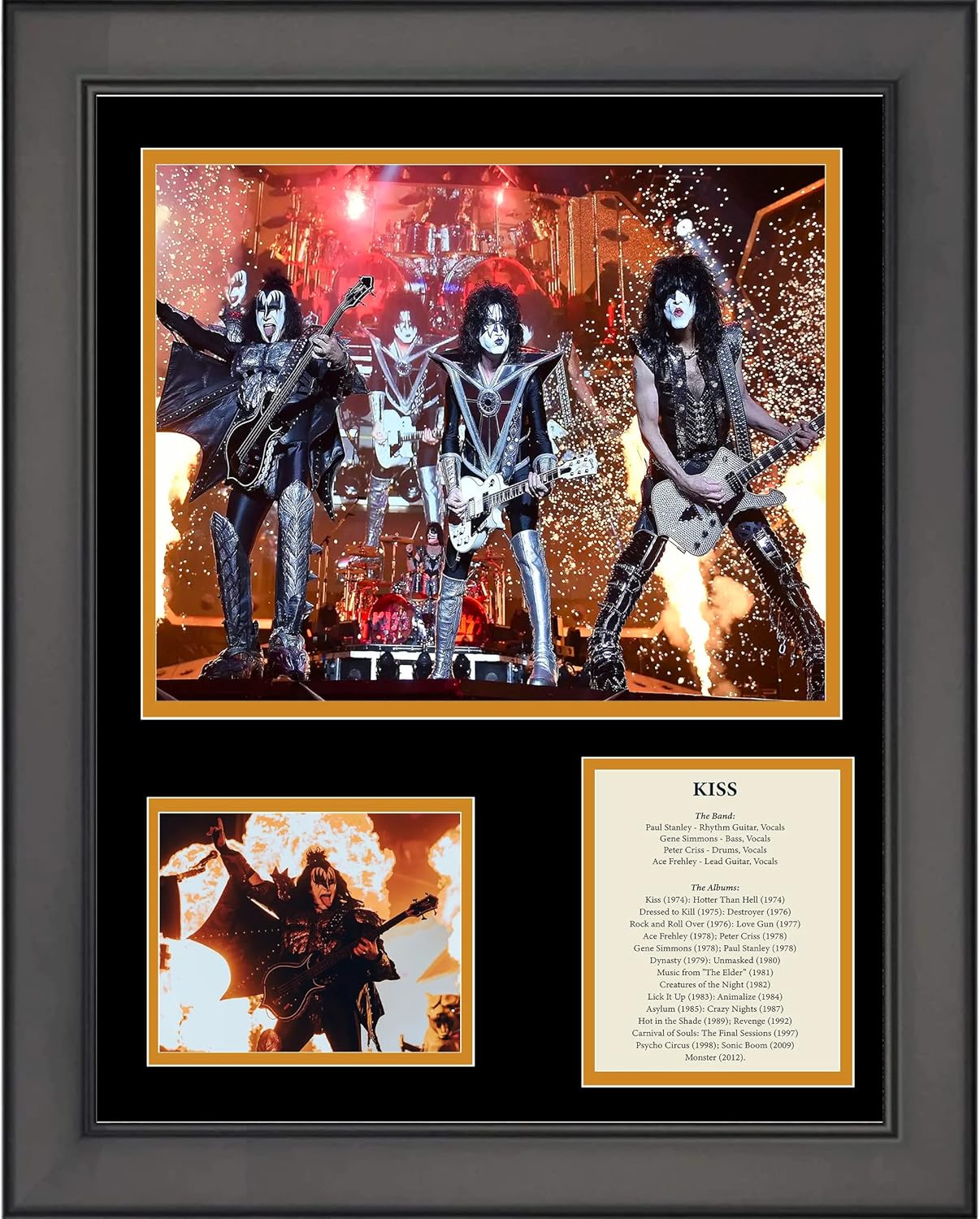 HOFSM.COM Hall of Fame Sports Memorabilia Framed KISS Band 11"x14" Music Three Photo Collage