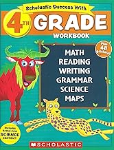 NEW 2018 Edition Scholastic - 4th Grade Workbook with Motivational Stickers