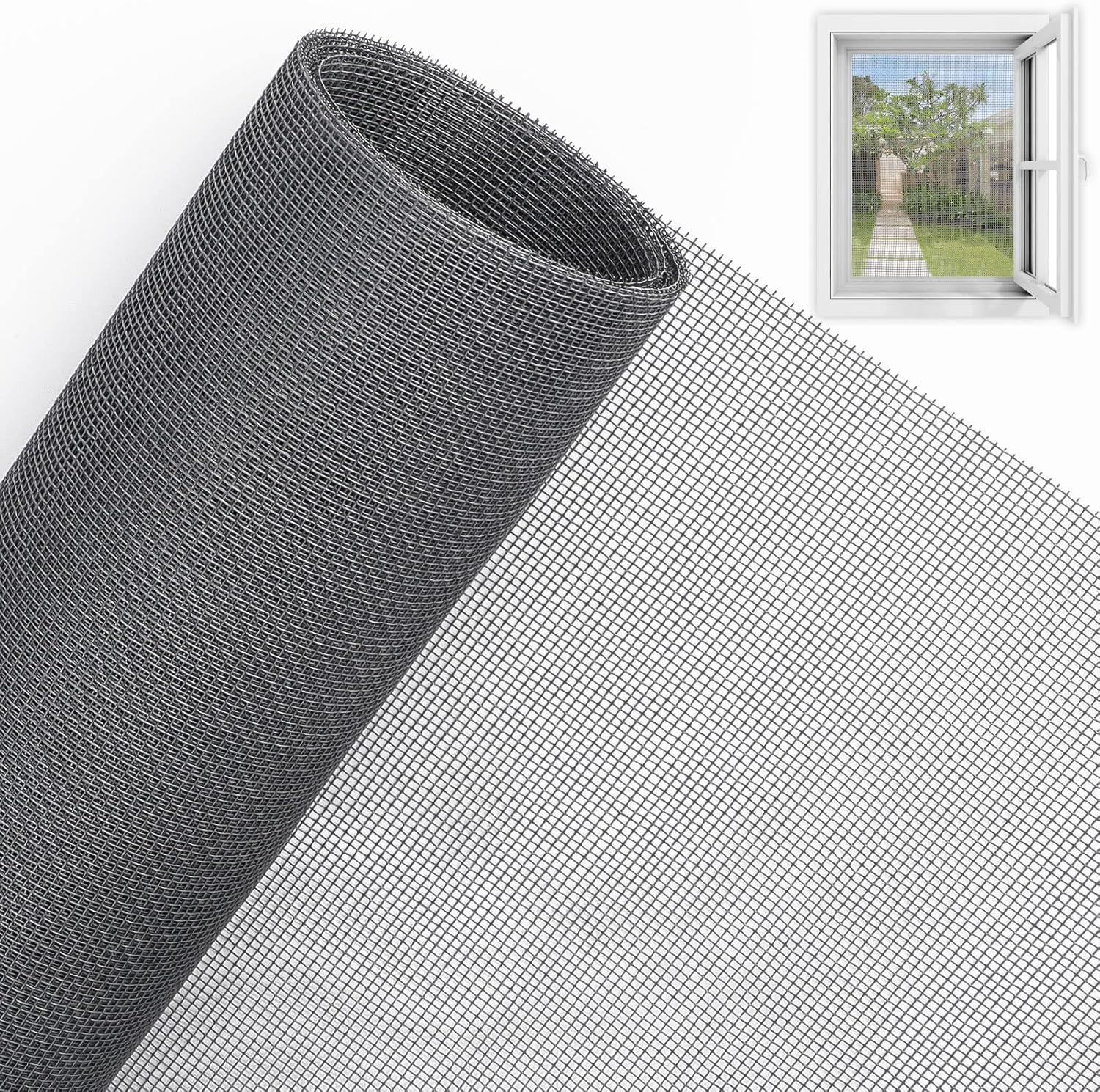 Insect Mesh, 250cm x 120cm Fly Screen Mesh for Covering Windows and Doors, 1.6mm*1.6mm Fine Mesh Size Keep Flies, Mosquitoes, Bugs & Insects Out (Grey)