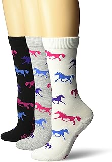 Wrangler Women's Ladies Horse Crew Socks 3 Pair Pack