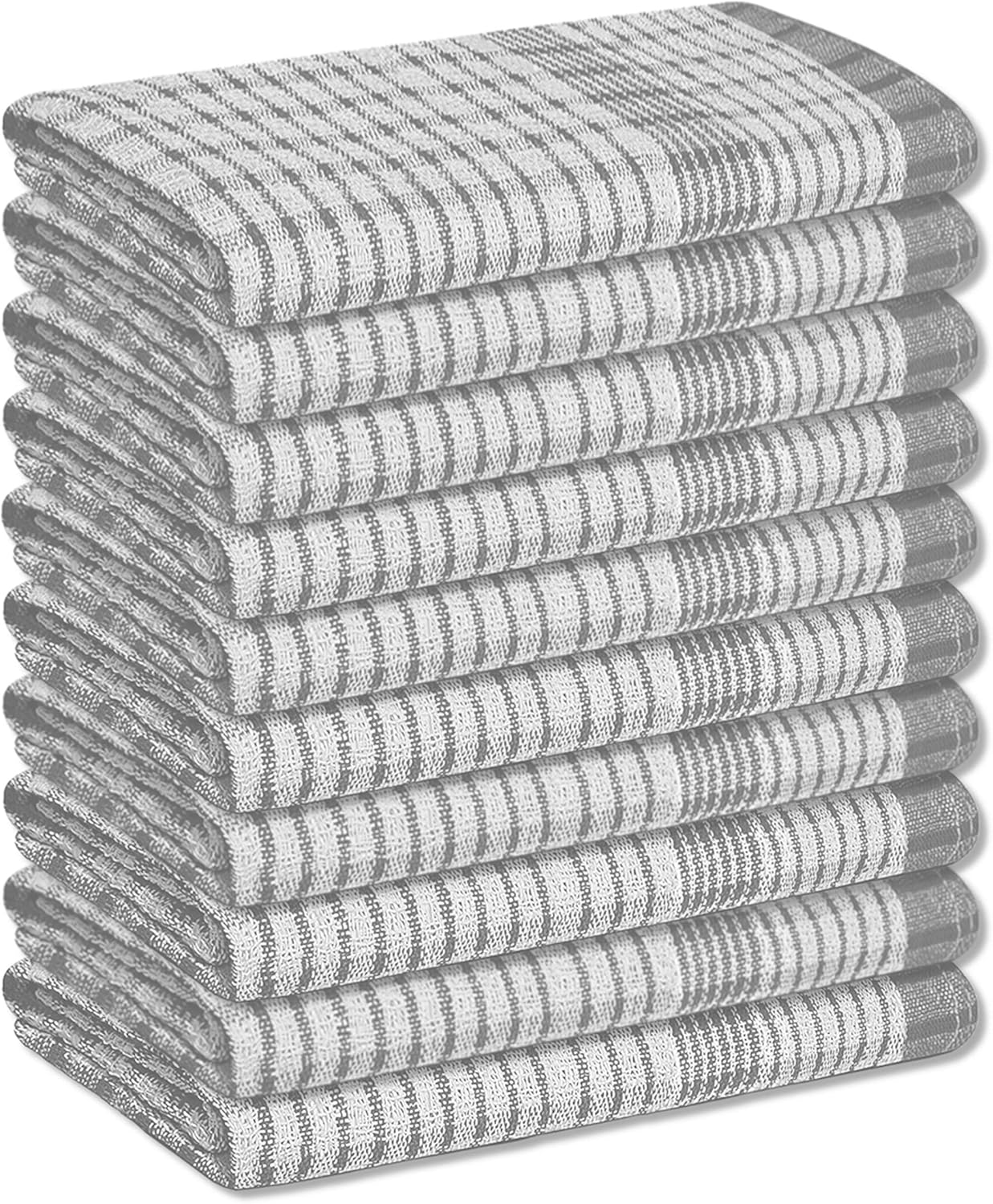 A & B TRADERS Wonderdry Tea Towels Kitchen Pack of 10, Cotton Absorbent Long Lasting Catering Bar Towels (Grey)