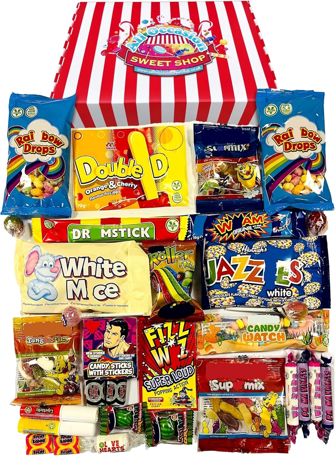 Retro Sweets Gift Box: Candy Striped Old Fashioned Sweets Selection Hamper: Birthday Present for Him & Her, Men, Women, Boys, Girls