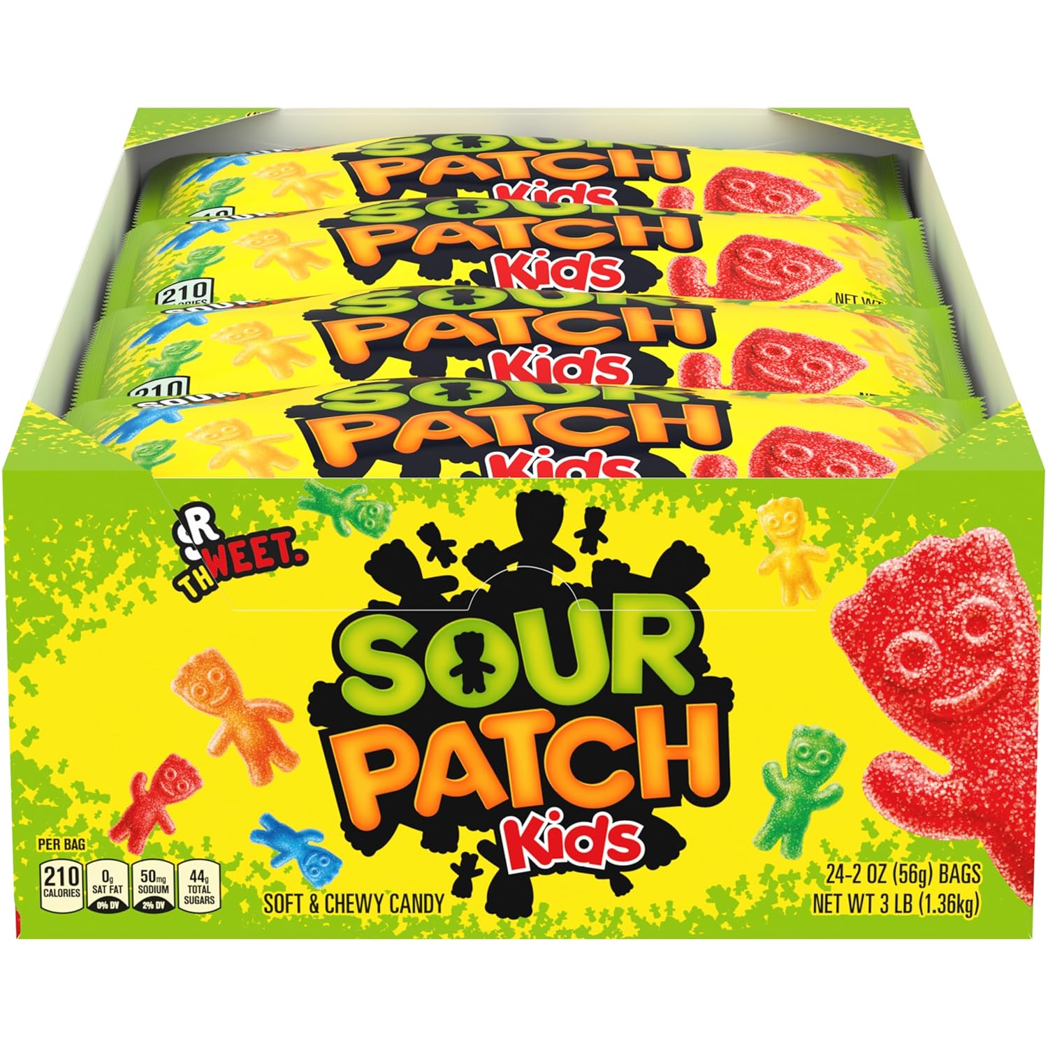 SOUR PATCH KIDS Soft & Chewy Candy, Bulk Candy, 24 - 2 oz Bags