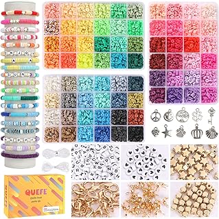 QUEFE 9000 Clay Beads Bracelet Making Kit, 72 Colors Friendship Bracelet Beads, Polymer Heishi Beads with Charms for Jewelry Making, Gifts, Crafts, Preppy
