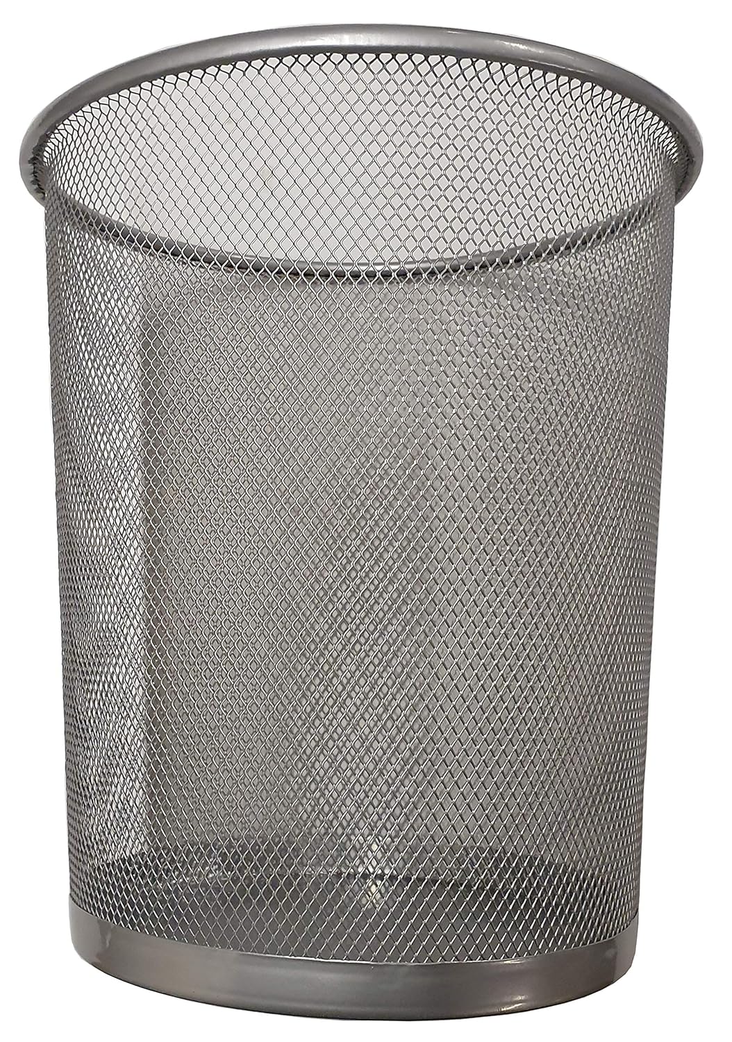 DIVCHI Circular Mesh Wastebasket Trash Can, Waste Basket Garbage Can Bin for Bathrooms, Kitchens, Home Offices, Dorm Rooms (1 Pack, Silver)