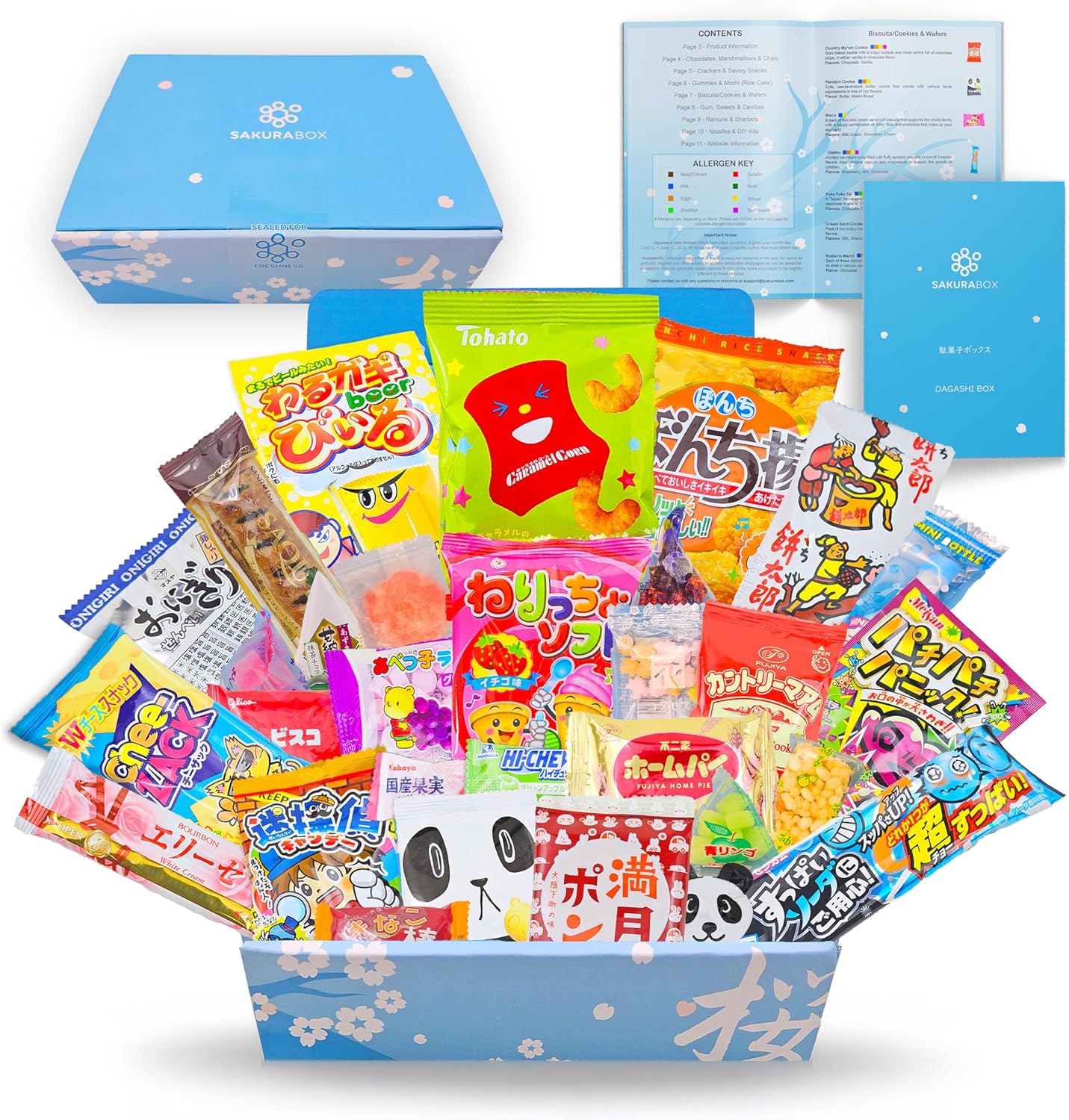 Japanese Snacks & Candy Box & English Pamphlet 30 x Dagashi Sweets Candy Valentines Gift