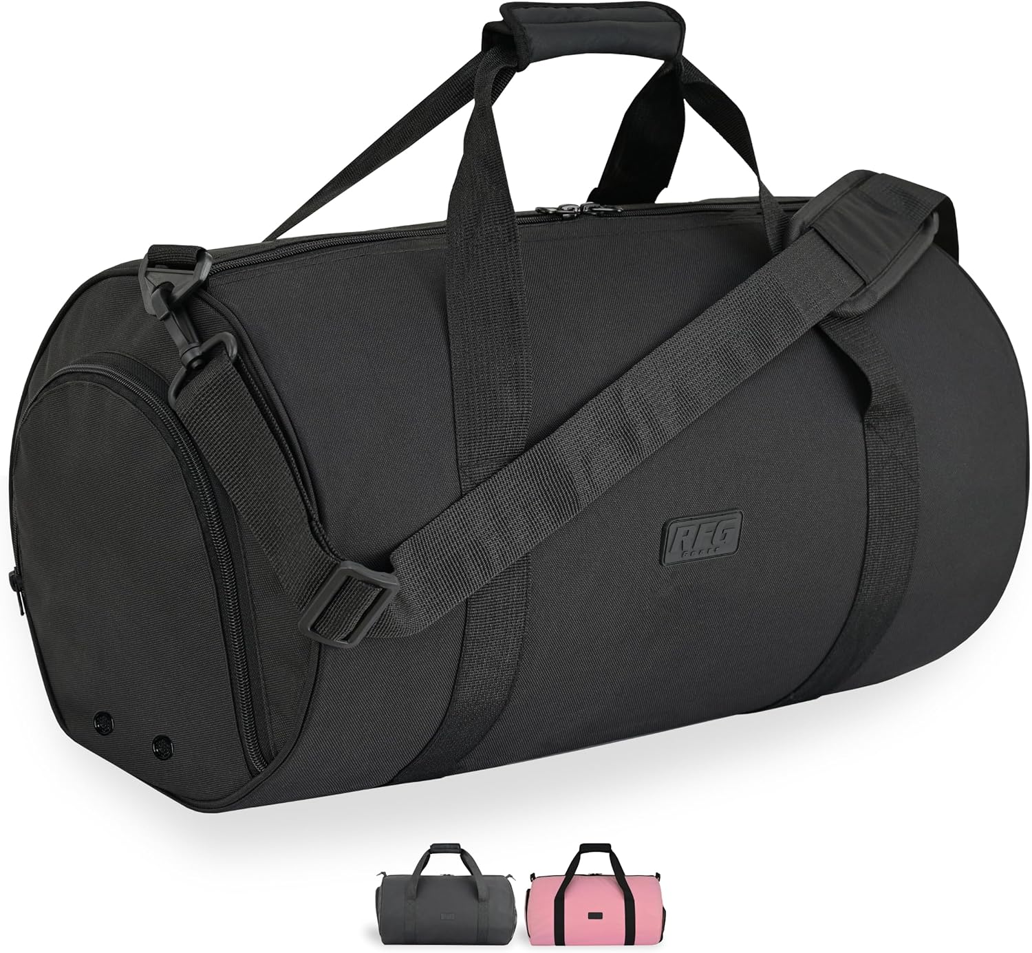 Gym Bag Mens & Women 30L Duffle Bags Ventilated Shoe Compartment Waterproof Sports Bag for Fitness Football Kit & Travel Carryall with Trolly Sleeve Pocket Small Holdall (Jet Black, 30L (S))