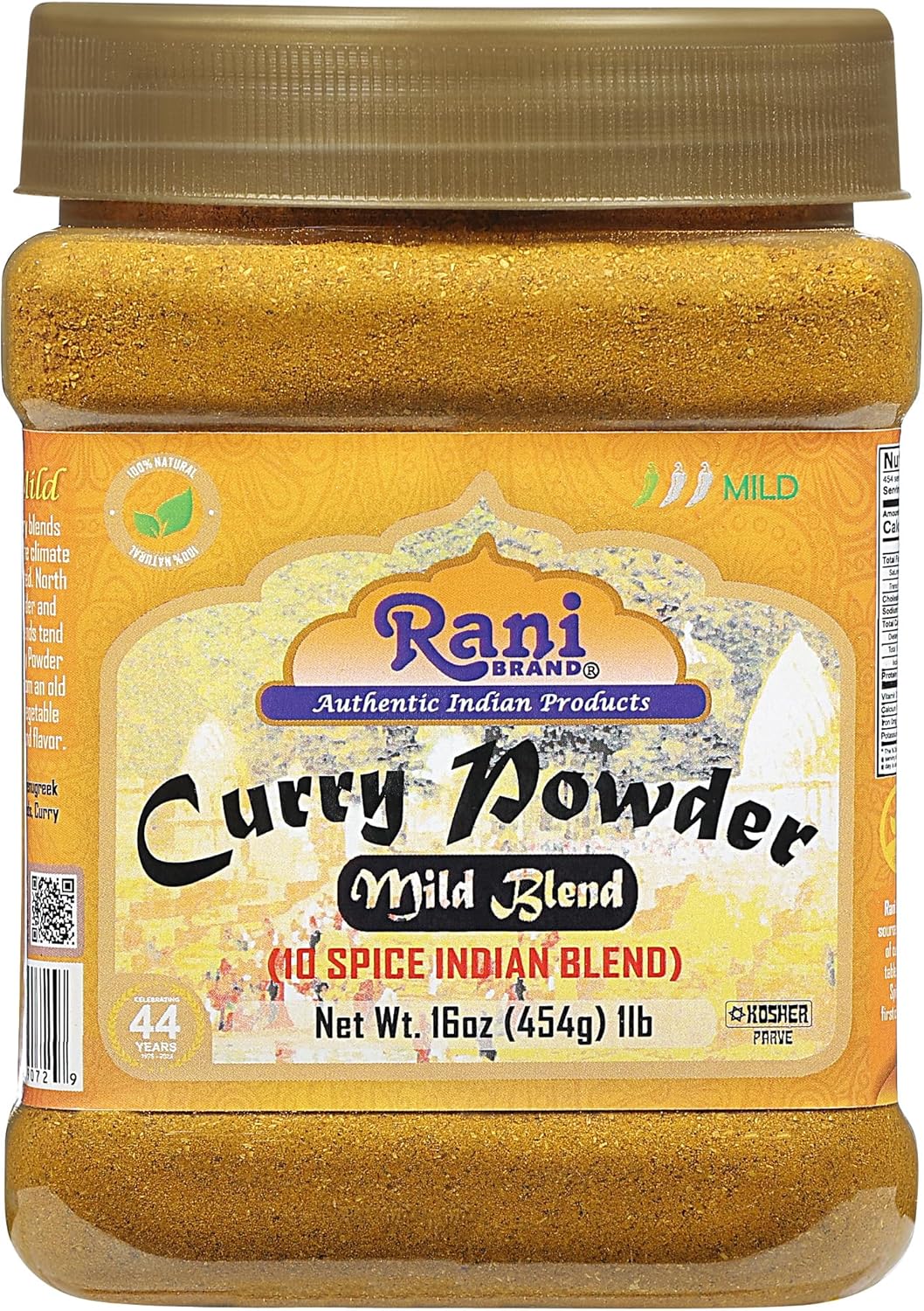 Rani Curry Powder Mild (10-Spice Authentic Indian Blend) 1lb (454g) PET Jar ~ All Natural | Salt-Free | NO Chili or Peppers | Vegan | No Colors | Gluten Friendly | Non-GMO | Kosher | Indian Origin