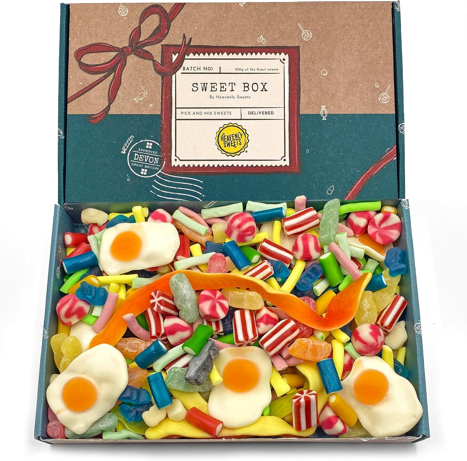 Heavenly Sweets | Pick n Mix Sweets Gift Box Hamper | Premium 850g Chewy Jelly Gummy Retro Candy | Birthday Fathers Day Summer Party Assortment | Pick & Mix Treats Selection Men Women Kids Adults