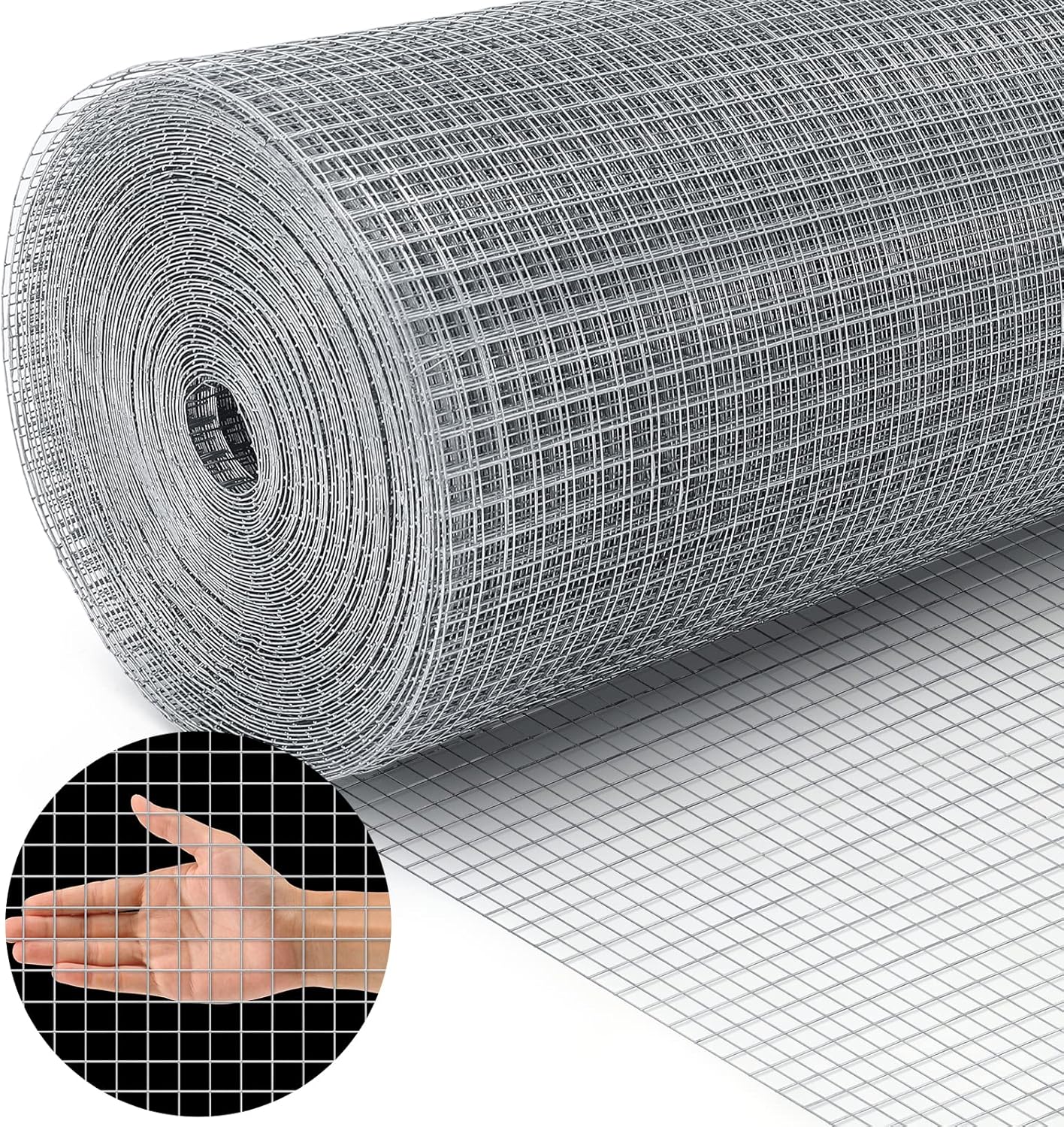 Land Guard 19 Gauge Hardware Cloth, 1/2 inch Chicken Wire Fence, Galvanized Welded Cage Wire Mesh Roll Supports Poultry Netting Cage Fence………