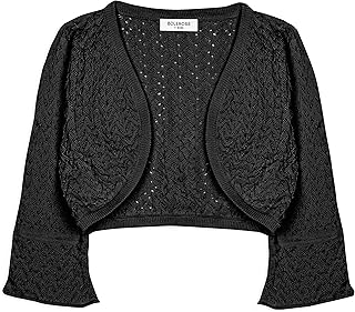 BOLEROSE Girls 3/4 Sleeve Loose-Knit Childrens Kids Bolero Shrug
