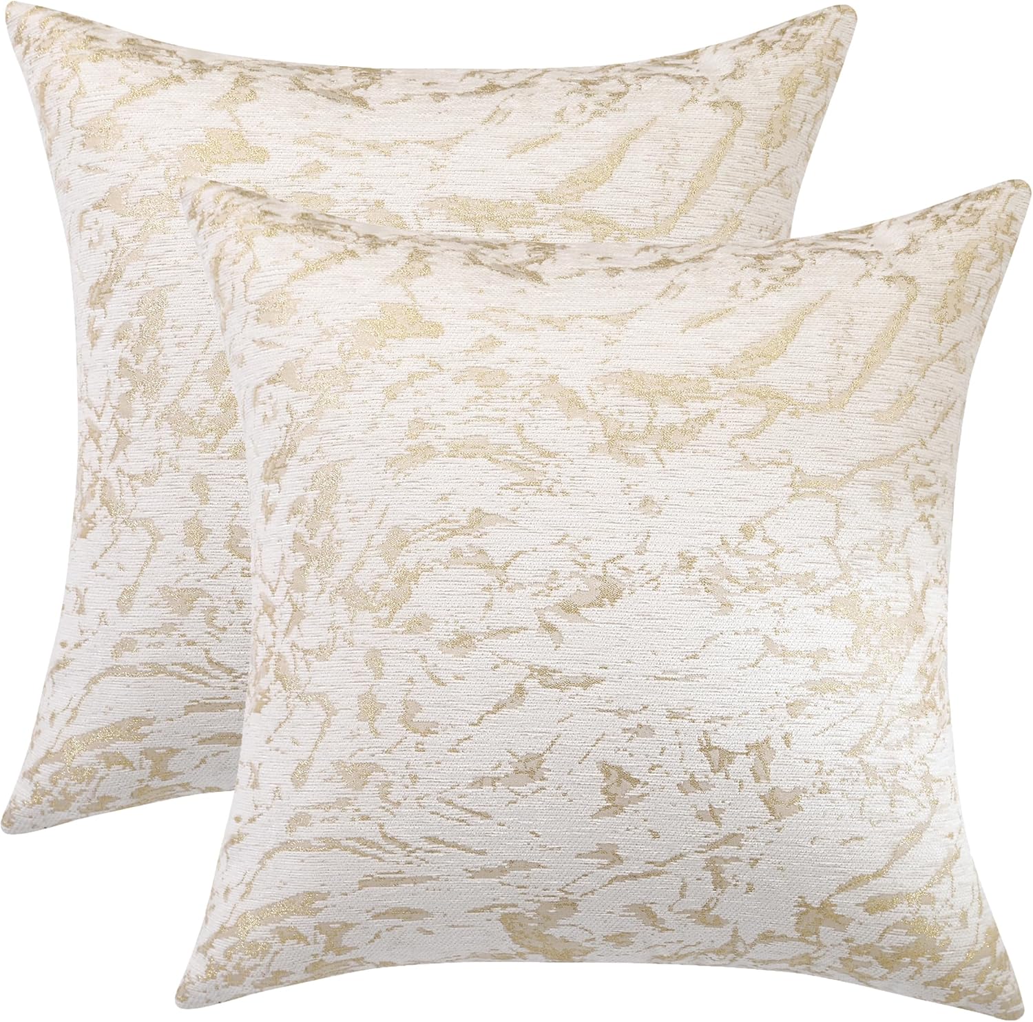 Holibeat Golden Chenille Throw Pillow Covers Office Home Decoration Pillow Cases 18 X 18 Inches Decorative Pillowshells (Pack of 2)