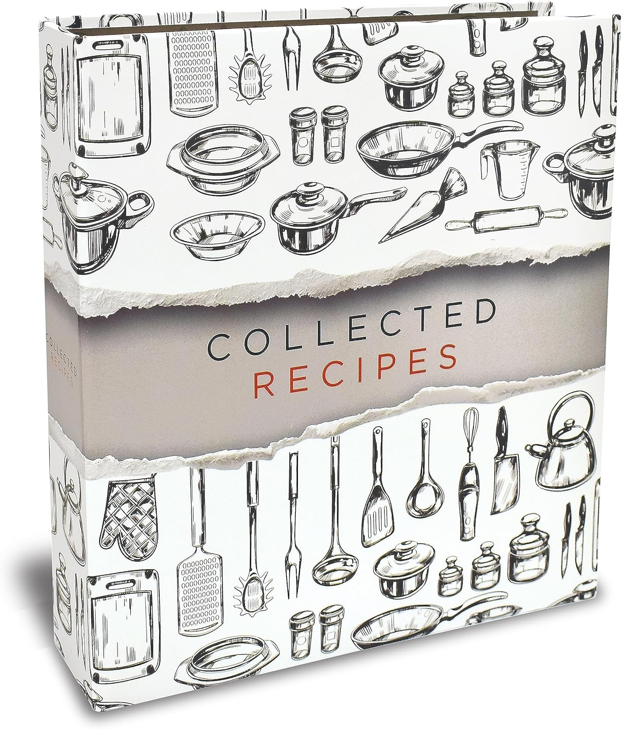 Better Kitchen Products Recipe Binder, 8.5" x 9.5" 3 Ring Binder Organizer Set (with 50 Page Protectors, 100 4" x 6" Recipe Cards & 12 Category Divider Tabs) Sleek Kitchen Design
