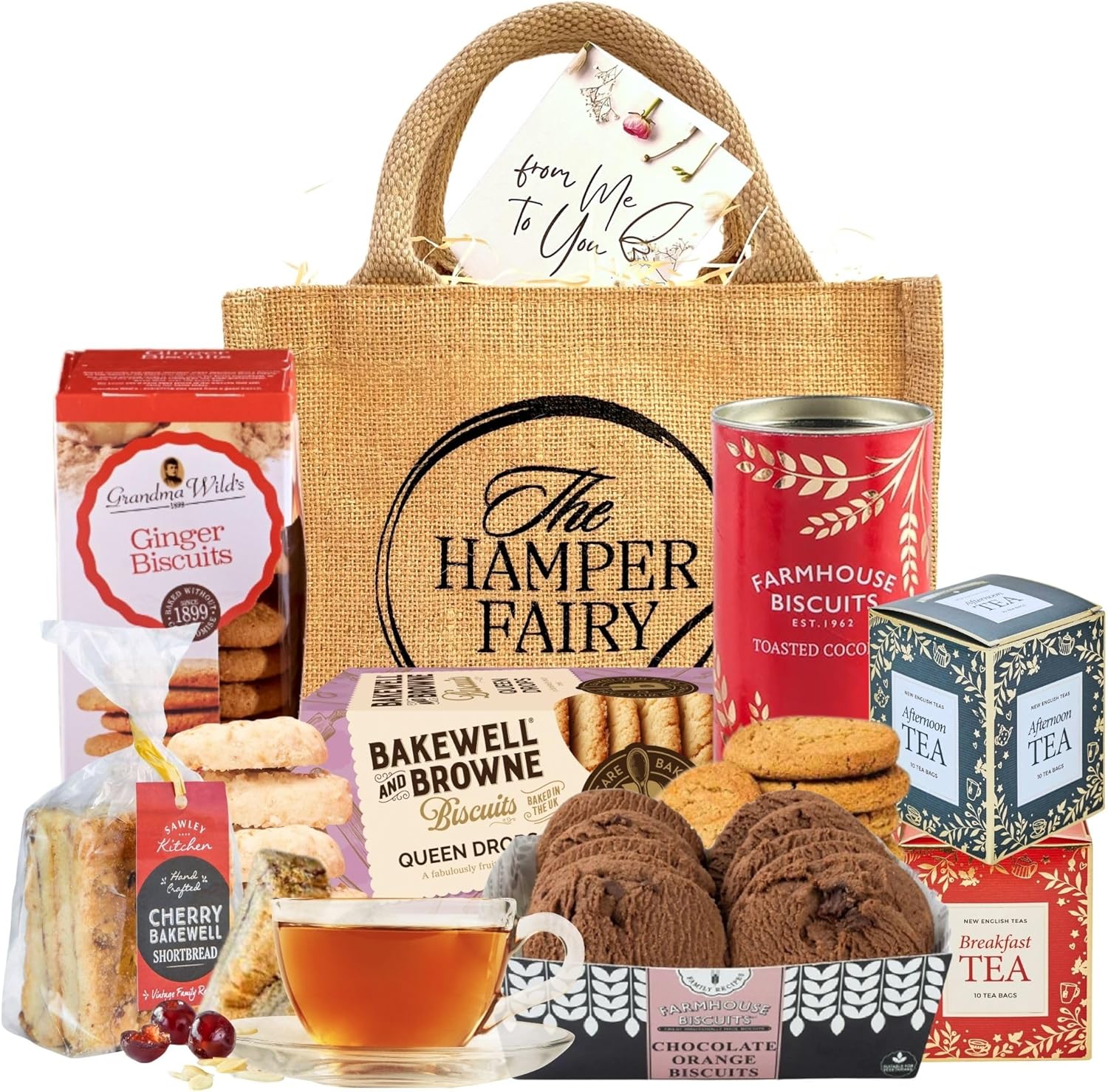 Tea and Biscuits Hamper with English Breakfast Tea, Afternoon Tea and Biscuit Assortment - Gift Idea for Mum, Father's Day, New Home, Grandma, Birthday or Anniversary by The Hamper Fairy