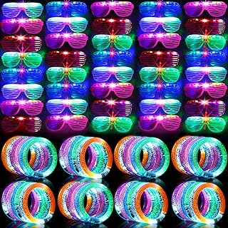 96 Pack Glow in the Dark Party Supplies Include 48 Pcs Light up Glasses and 48 Pcs LED Bracelets, LED Party Favors Neon Flashing Bulk Gifts for Adult Carnival Birthday Concerts Wedding Bachelor Party