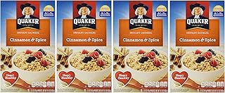 Quaker Instant Oatmeal Cinnamon & Spice, 8-Count Boxes (Pack of 4)