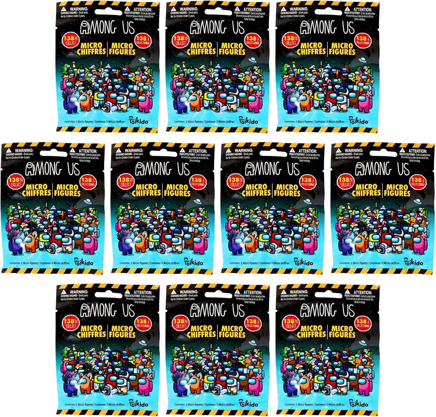 Toptoys2u Bargain Bundles Among-Us Series 1 Collectible Toy Crewmate Micro Figures Blind Bags - 3 Figures per Bag - Pack of 10