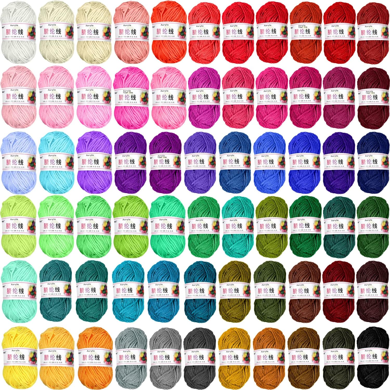 Timtin 66 Rolls Yarn Bulk for Knitting Assorted Colors Crochet Yarn Multipack 2887 Yards Knitting Acrylic Thread Mini Soft Cord Bundle Cord Skeins for Hand Weaving Craft Project Beginner Kit