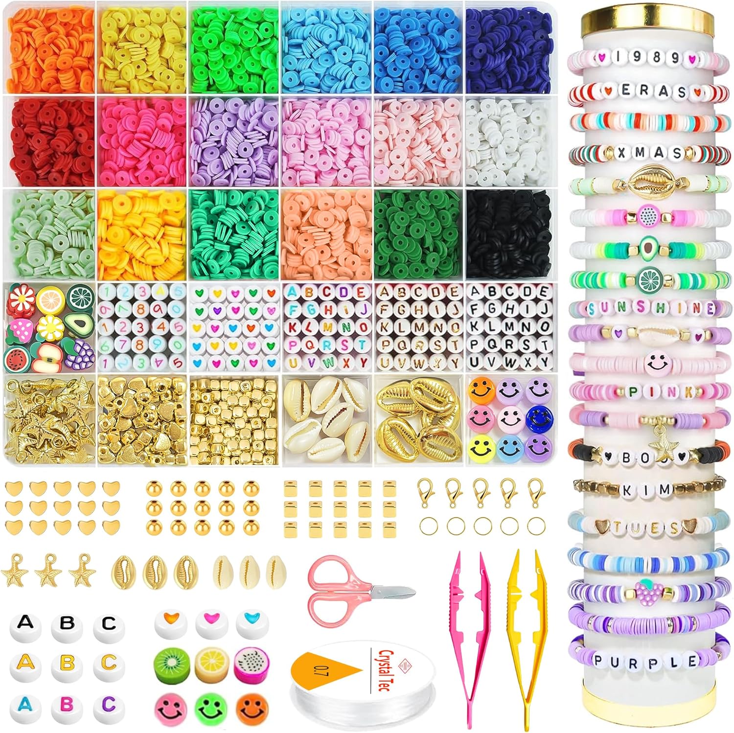OHOME Stocking Stuffers for Kids Girls - 5300 Clay Beads Bracelet Making Kit,Arts and Crafts for Kids Ages 8-12,Christmas Crafts Games Toys for 3-10 Year Old Birthday Gift,Stuff Supplies